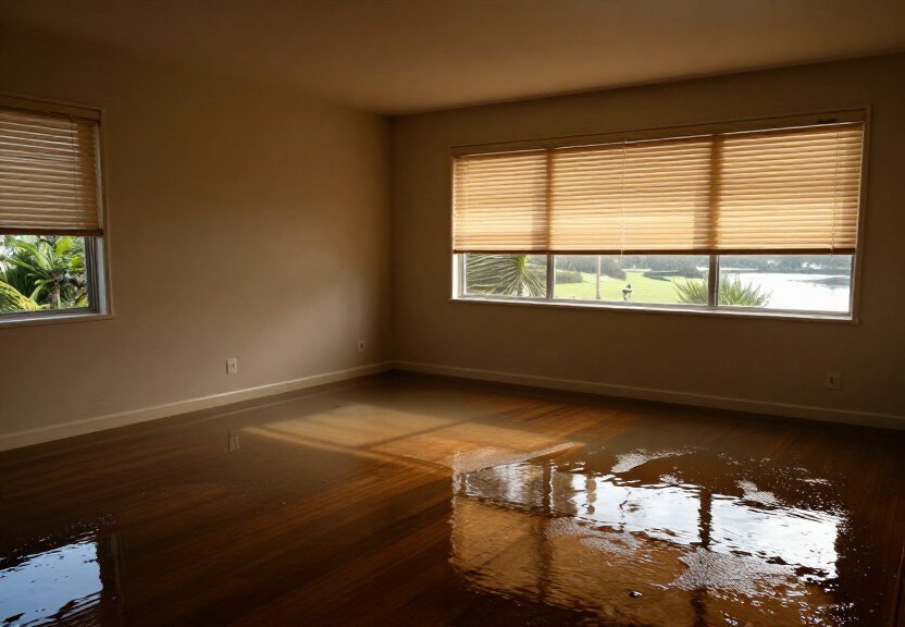 Wet carpet in Narraweena home before drying